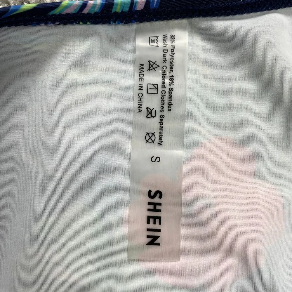 Shein Bikini Bottom Womens Small Multicolor Floral Mid Rise Summer Beach Pool